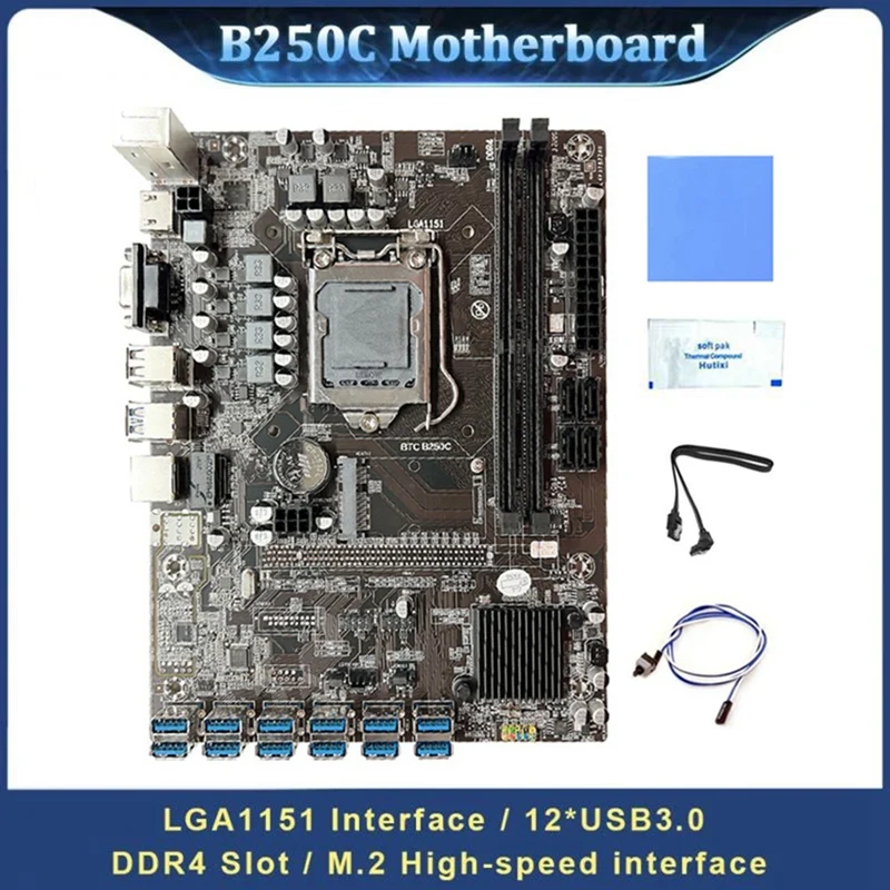 B250C 12 Card BTC Miner Motherboard+Switch Cable+SATA Cable+Thermal Grease/Pad 12XUSB3.0 To PCIE LGA1151 DDR4 Slot MASAT
B250C 12 Card BTC Miner Motherboard+Switch Cable+SATA Cable+Thermal Grease/Pad 12XUSB3.0 To PCIE LGA1151 DDR4 Slot MASAT