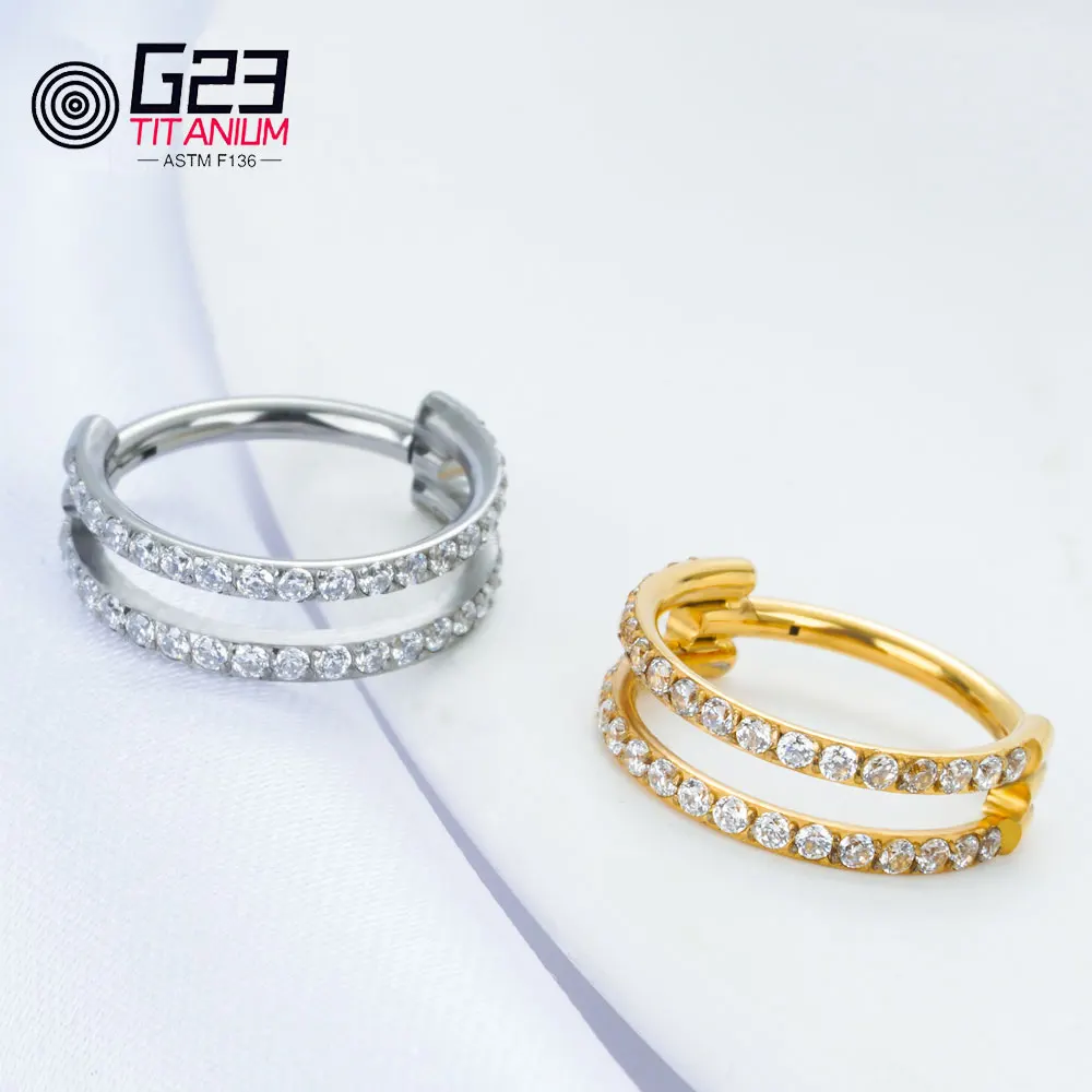 1pc Titanium Nose Rings Double Row Plated Septum Clicker Earrings Ear Cartilage Tragus Helix Piercing Jewelry for Women
1pc Titanium Nose Rings Double Row Plated Septum Clicker Earrings Ear Cartilage Tragus Helix Piercing Jewelry for Women