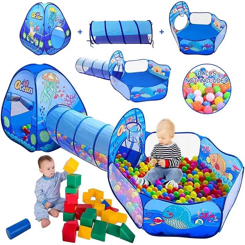 

1 Play Tent Baby Toys Ball Pool for Children Kids Ocean Balls Pool Foldable Kids Play Tent Playpen Tunnel Play House