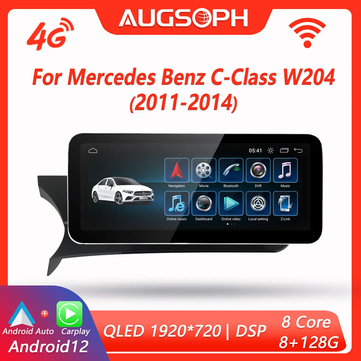 Android 12 Car Radio for Mercedes Benz C-Class W204 2011-2014, 12.3" QLED 8 Core Multimedia Player with 4G Carplay & Auto GPS
Android 12 Car Radio for Mercedes Benz C-Class W204 2011-2014, 12.3" QLED 8 Core Multimedia Player with 4G Carplay & Auto GPS
