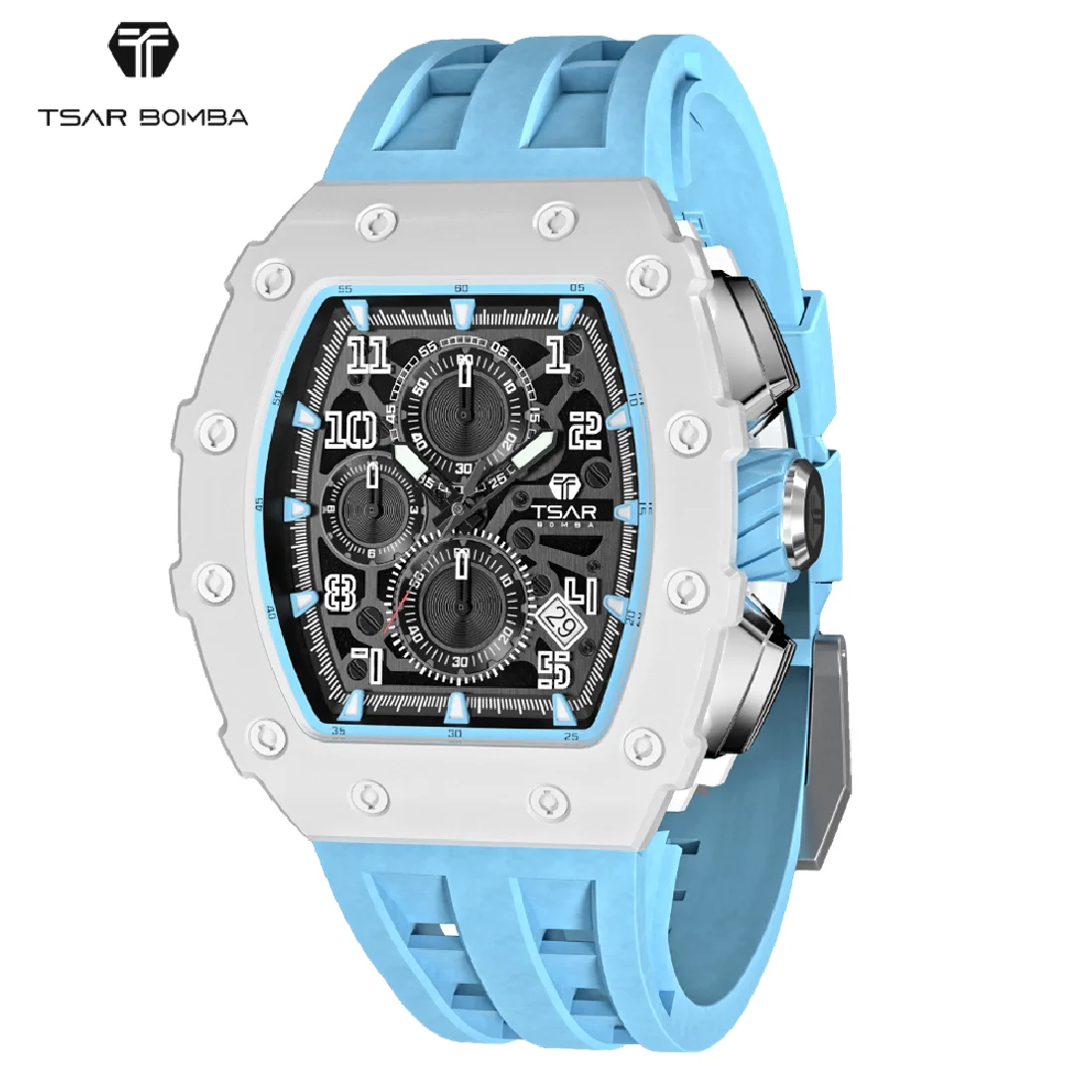TSAR BOMBA Mens Watches Luxury 5ATM Waterproof Clock Fashion Sport White Watch Men Quartz Wrist Watch for Men
TSAR BOMBA Mens Watches Luxury 5ATM Waterproof Clock Fashion Sport White Watch Men Quartz Wrist Watch for Men