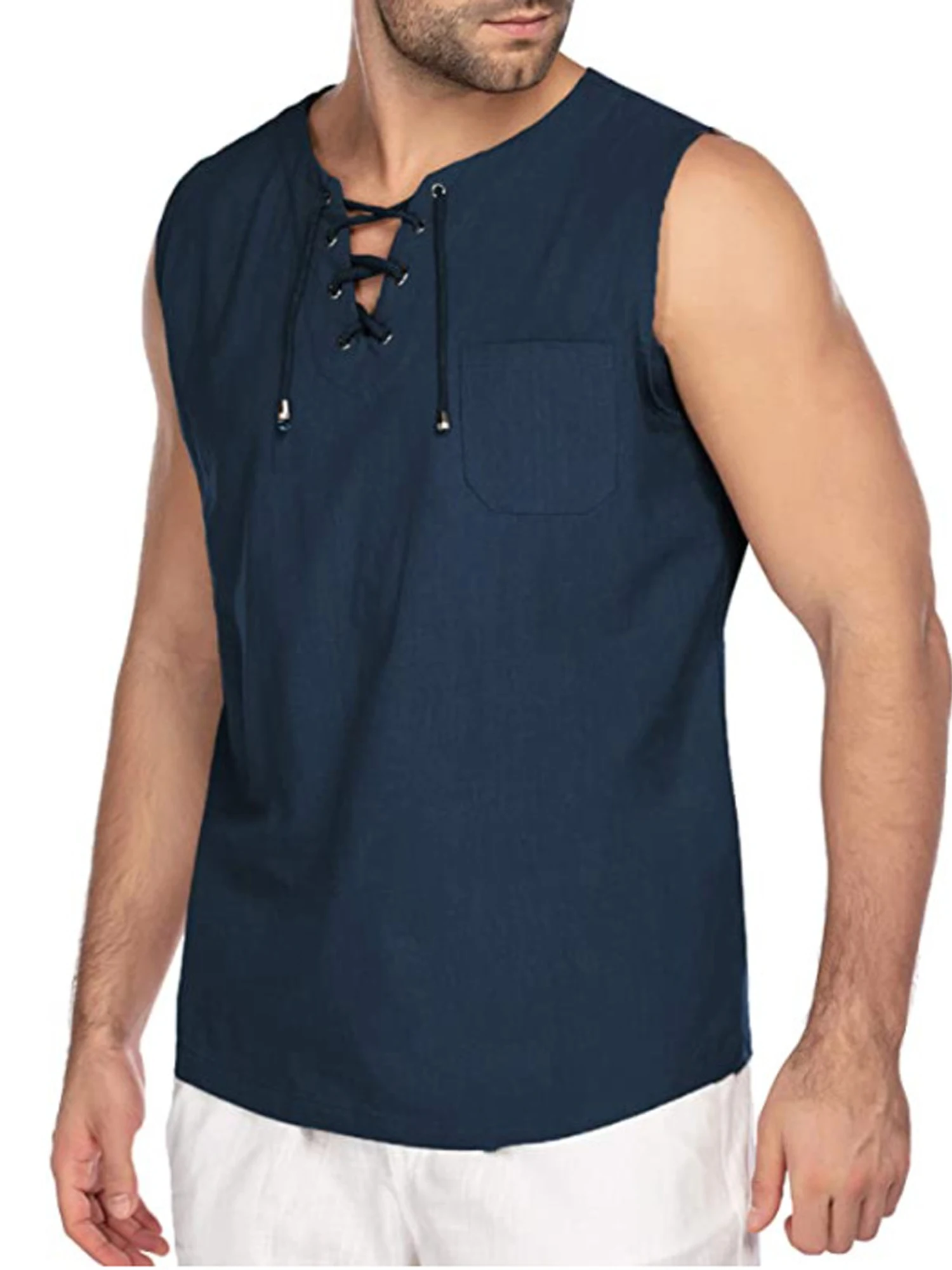 Mens Males Cotton Linen Vest Summer Casual Loose Sleeveless Tank Tops Lace-up Solid Tops Shirts for Daily Vacation Sport Wear
Mens Males Cotton Linen Vest Summer Casual Loose Sleeveless Tank Tops Lace-up Solid Tops Shirts for Daily Vacation Sport Wear
