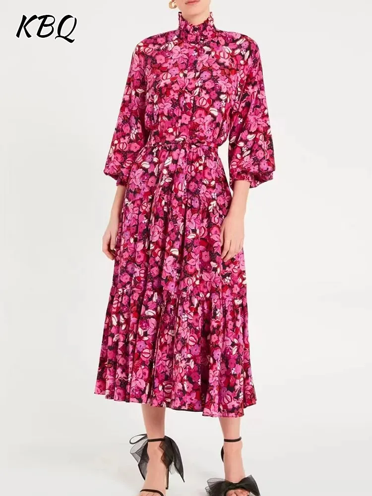 KBQ-Floral Print Dresses for Women, Stand Collar, Lantern Sleeve, High Waist,Spliced Lace Up Folds,Hit Color,Casual Female Dress
KBQ-Floral Print Dresses for Women, Stand Collar, Lantern Sleeve, High Waist,Spliced Lace Up Folds,Hit Color,Casual Female Dress