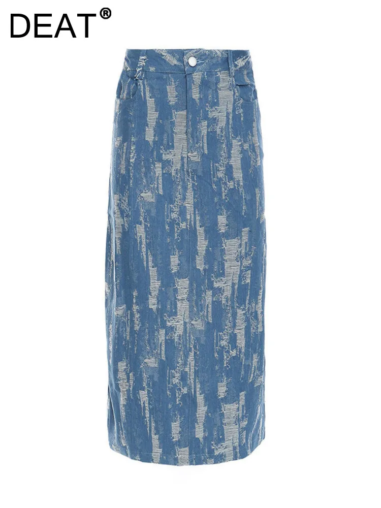 DEAT Women's Denim Skirt Distressed High Waist Destroy Wash Ripped Split Blue Long Pencil Skirts 2023 Autumn New Fashion SJ945
DEAT Women's Denim Skirt Distressed High Waist Destroy Wash Ripped Split Blue Long Pencil Skirts 2023 Autumn New Fashion SJ945