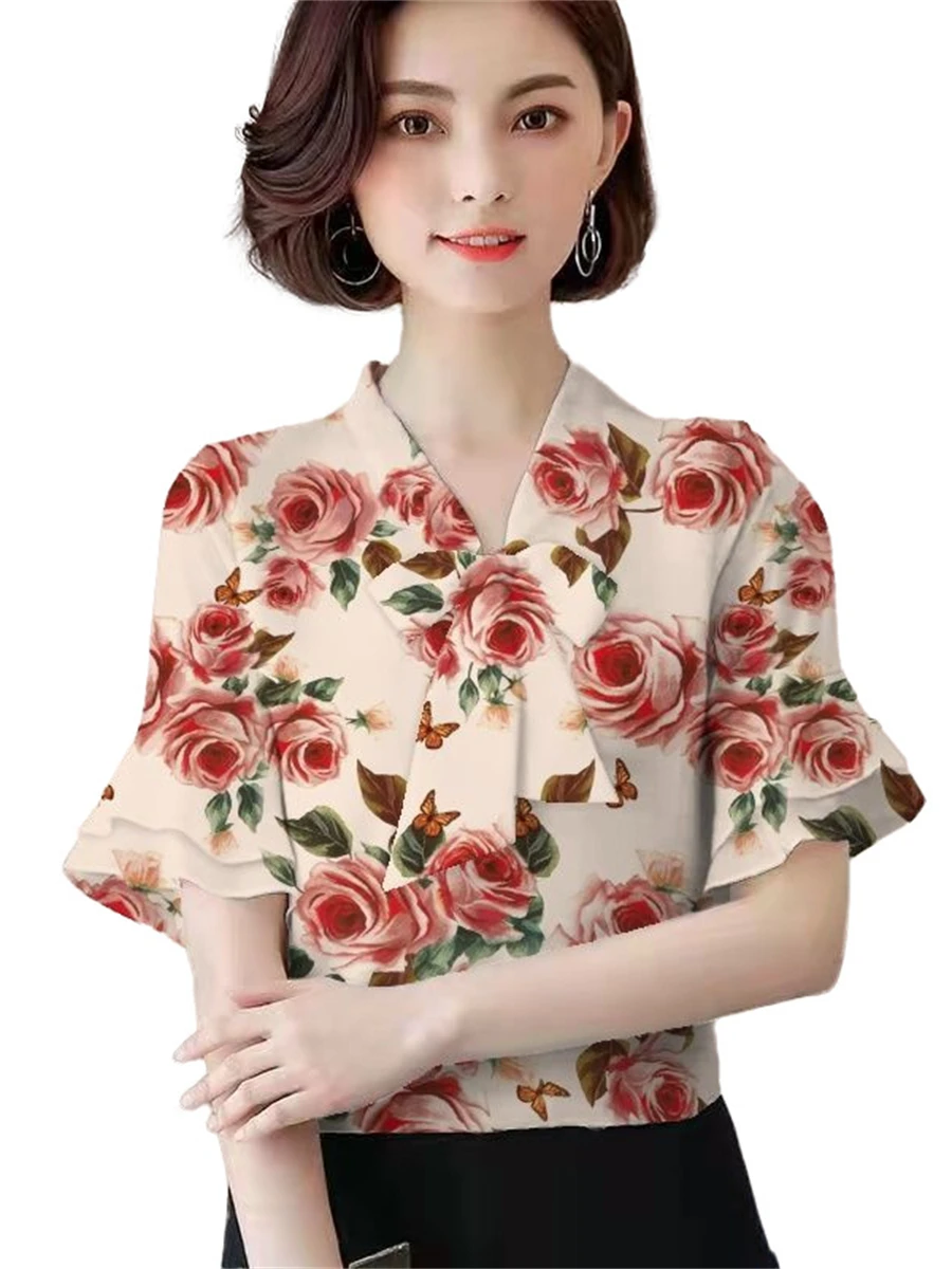6XL Thin Women Summer Spring Blouses Shirts Lady Fashion Casual Short Sleeve Bow Tie Collar Flower Printing Blusas Tops TT2586
6XL Thin Women Summer Spring Blouses Shirts Lady Fashion Casual Short Sleeve Bow Tie Collar Flower Printing Blusas Tops TT2586
