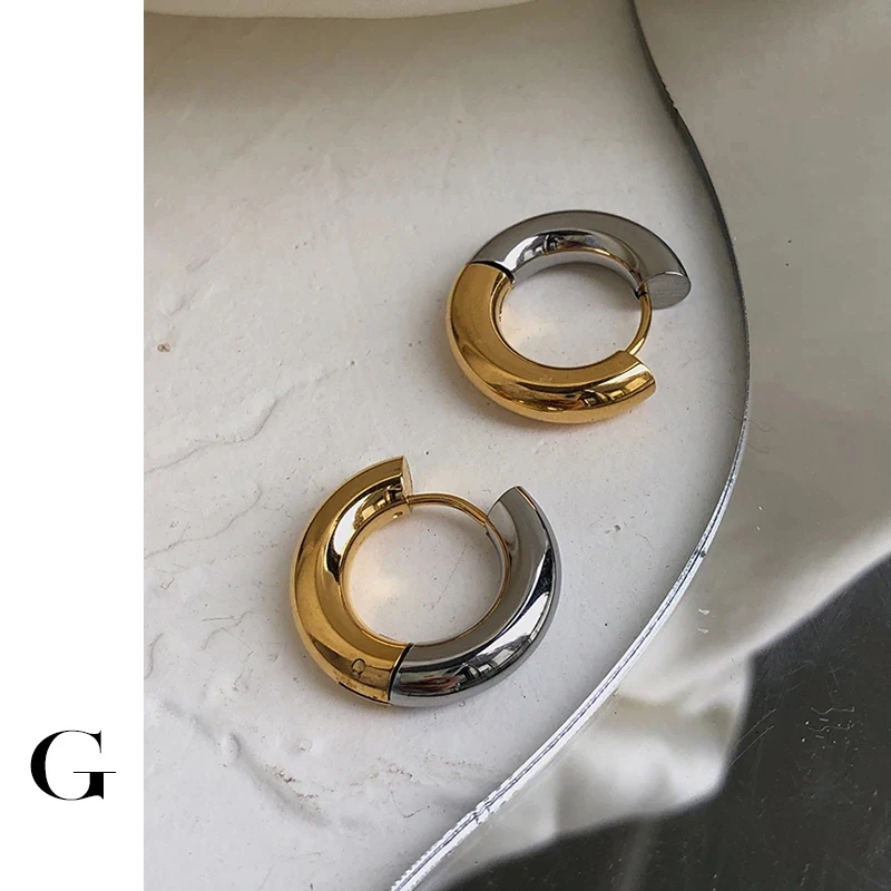 GHIDBK Two Tone in One Thick Hoop Earrings for Women Non Tarnish Stainless Steel Plain Round Huggie Earring Small Daily Jewelry
GHIDBK Two Tone in One Thick Hoop Earrings for Women Non Tarnish Stainless Steel Plain Round Huggie Earring Small Daily Jewelry