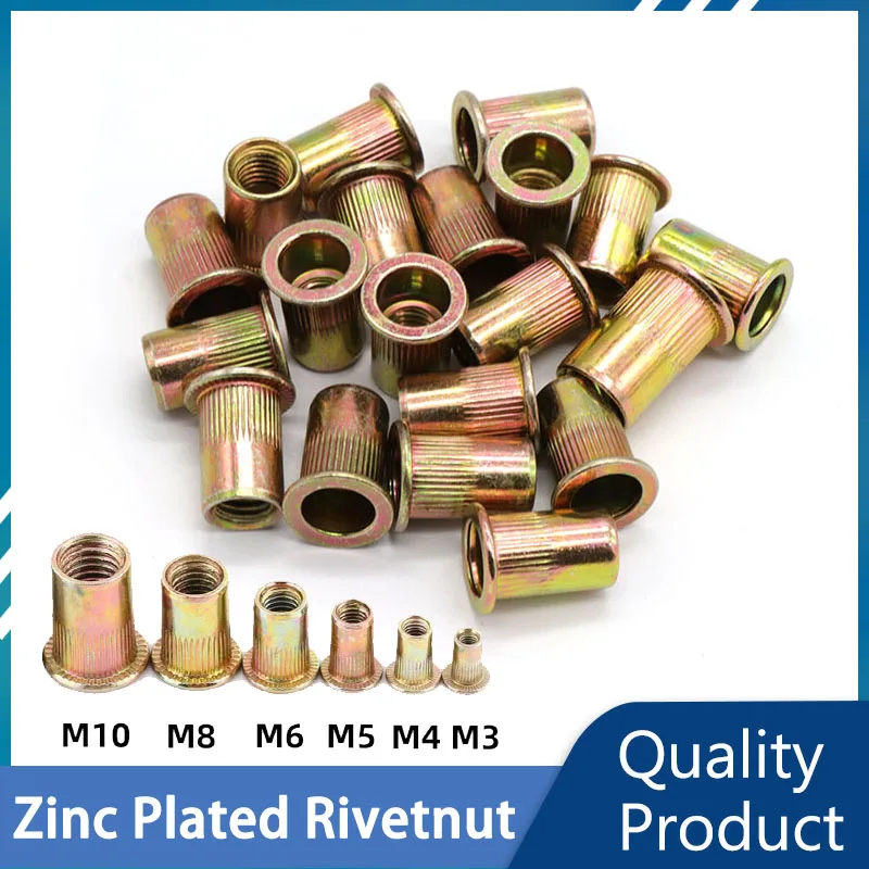 Zinc Plated Rivet Nut M3 M4 M5 M6 M8 M10 M12 Carbon Steel Rivetnut Flat Head Threaded Insert Nutsert Assortment Kit Metalworking 
Zinc Plated Rivet Nut M3 M4 M5 M6 M8 M10 M12 Carbon Steel Rivetnut Flat Head Threaded Insert Nutsert Assortment Kit Metalworking