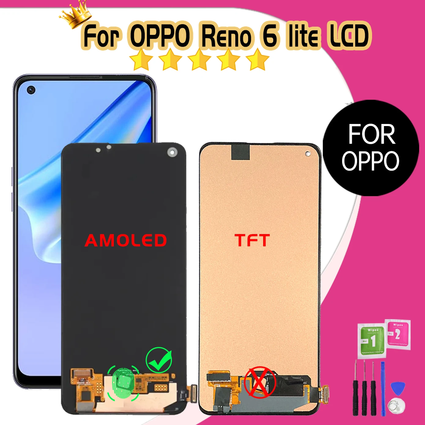 6 43 "Super AMOLED для Oppo Reno6 Lite 6Lite LCD CPH2365 дисплей аналогичный Reno lite