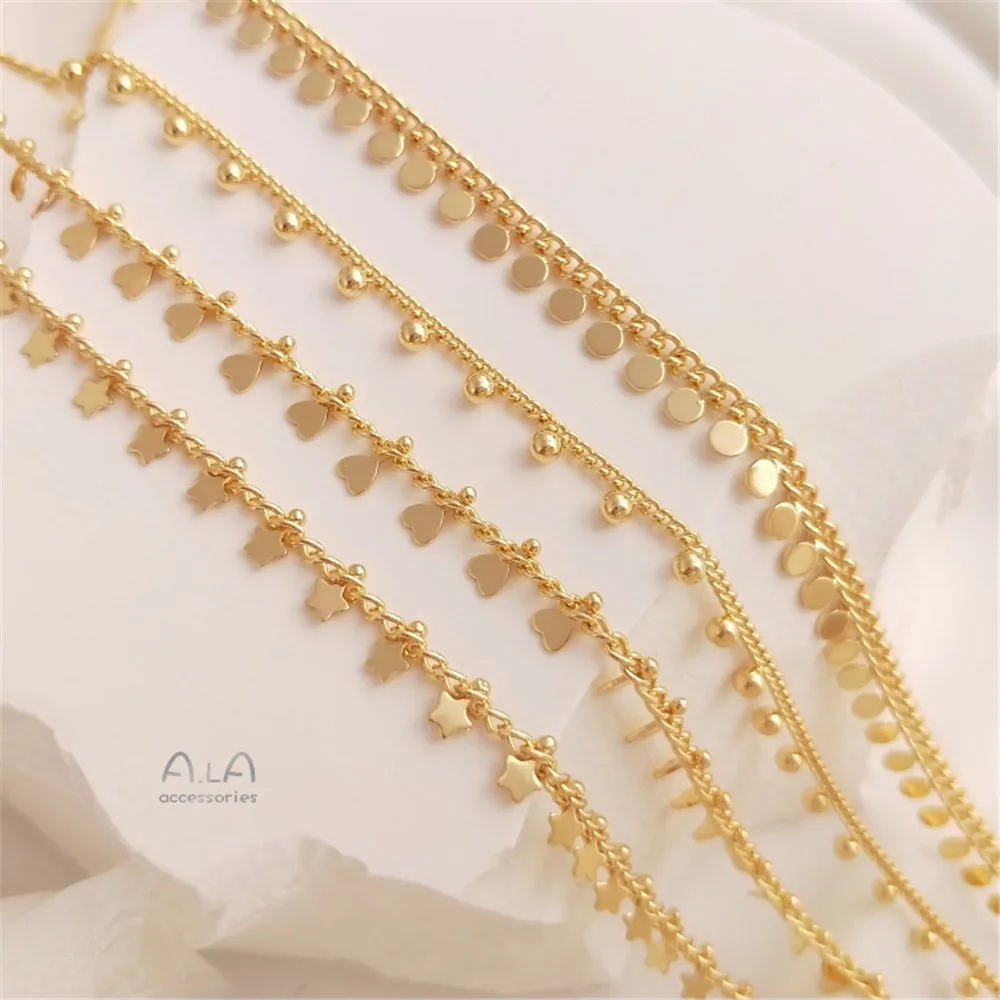 Plated 14K Gold Filled Hang ball chain hang wafer chain clip heart five-pointed star hand chain DIY loose chain
Plated 14K Gold Filled Hang ball chain hang wafer chain clip heart five-pointed star hand chain DIY loose chain