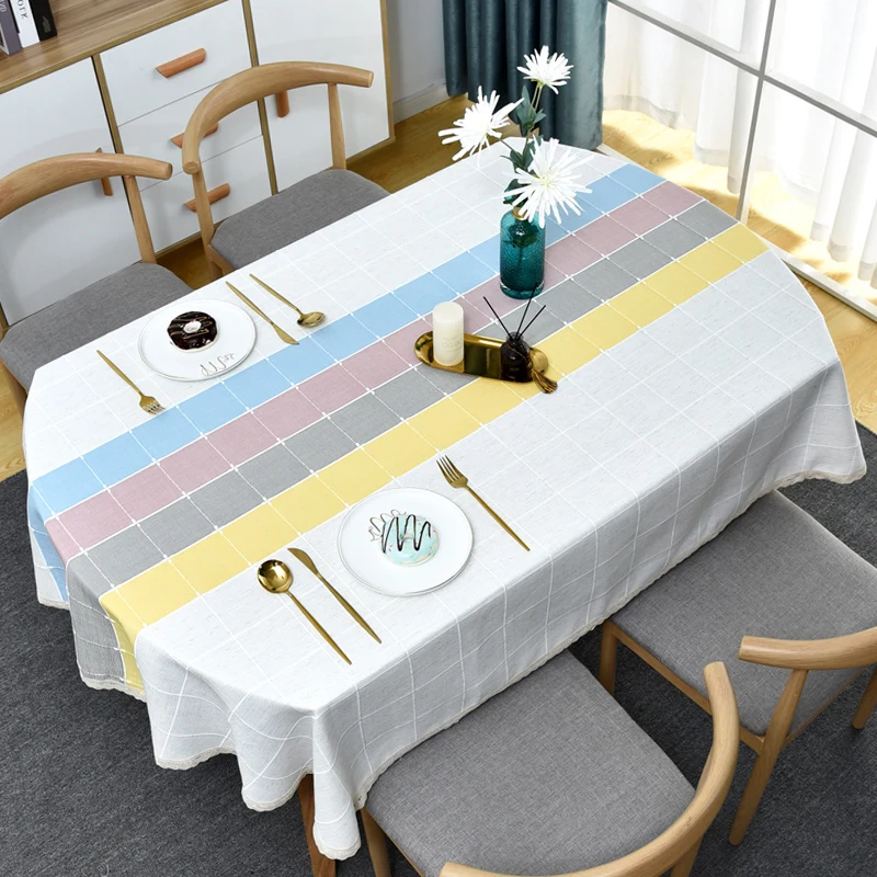 high quality luxury cotton Linen melange lace selvage table cloth check strip Thick hotel Wedding Dining oval Table Cloth Cover
high quality luxury cotton Linen melange lace selvage table cloth check strip Thick hotel Wedding Dining oval Table Cloth Cover