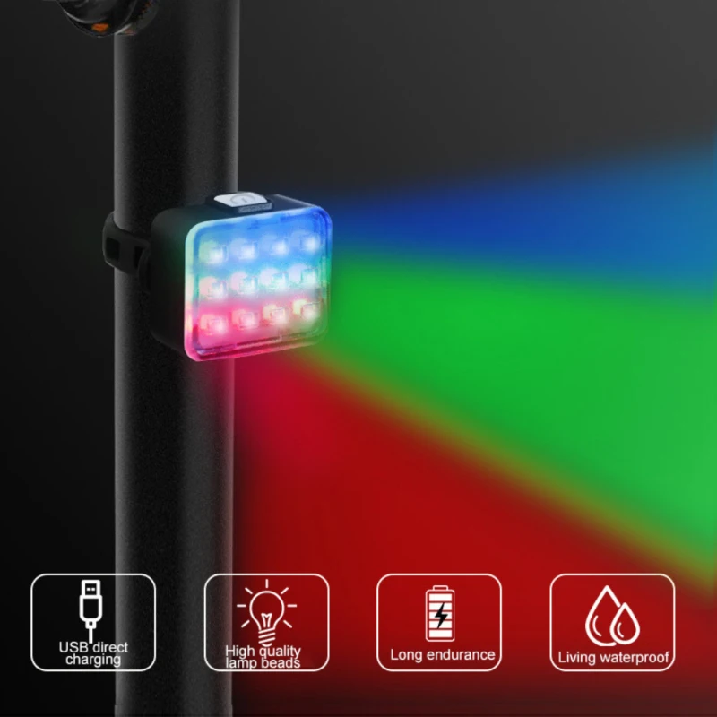 12LED Bicycle Tail Light Strobe Light Waterproof Warning Light Rainbow Colorful Mountain Bike Cycling Lamp Bicycle Accessories
12LED Bicycle Tail Light Strobe Light Waterproof Warning Light Rainbow Colorful Mountain Bike Cycling Lamp Bicycle Accessories
