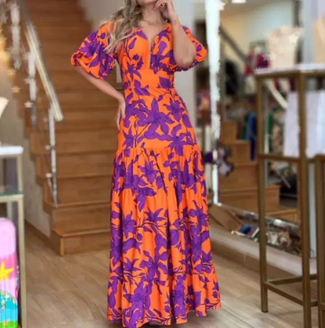 Women's Dresses 2023 Summer Fashion Floral Print Ruffled Casual V-Neck Short Sleeved Daily Maxi Dress Woman Clothes
Women's Dresses 2023 Summer Fashion Floral Print Ruffled Casual V-Neck Short Sleeved Daily Maxi Dress Woman Clothes