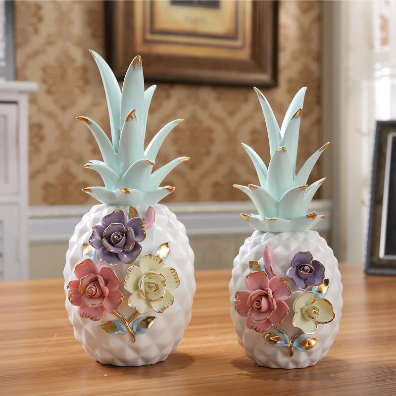 

Изысканная фарфоровая статуя ананаса, Рельефный цветок, керамика, ананас, модель, домашнее искусственное украшение, подарок на новоселье