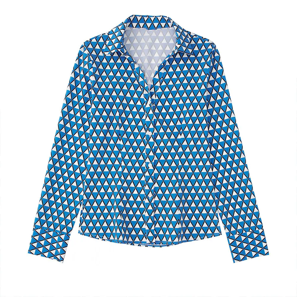 Women 2022 Summer New Fashion Geometric Print Blouse Vintage Lapel Long Sleeve Single Breasted Female Shirt Chic Top Mujer
Women 2022 Summer New Fashion Geometric Print Blouse Vintage Lapel Long Sleeve Single Breasted Female Shirt Chic Top Mujer