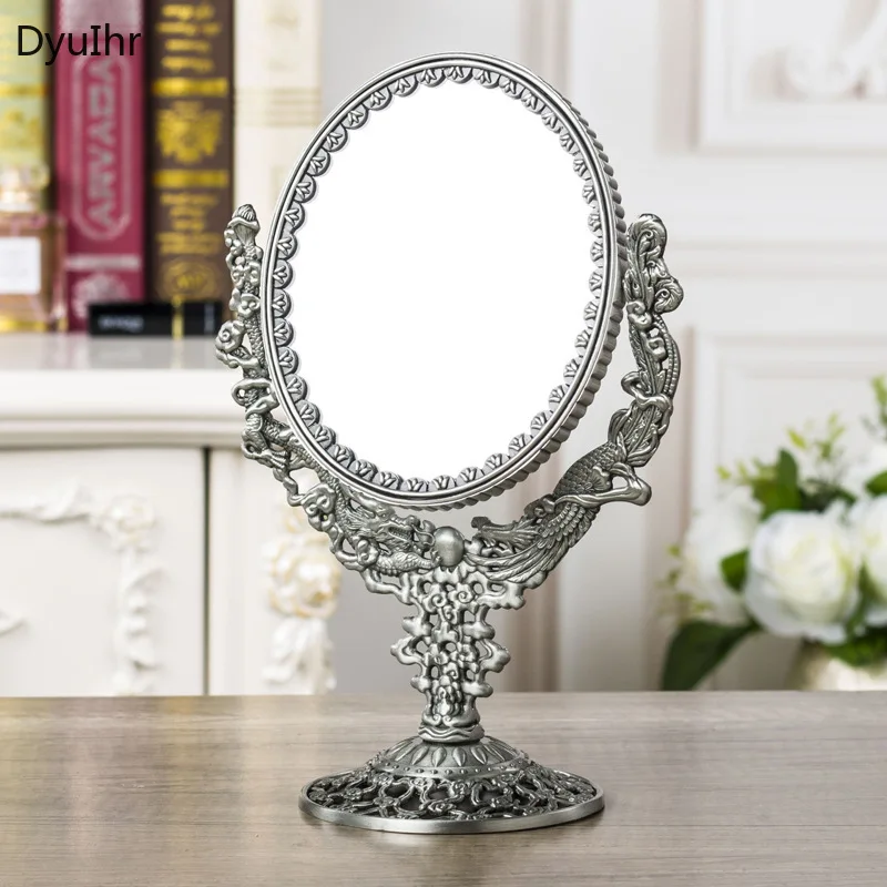 

Настольное вращающееся двухстороннее зеркало в европейском стиле ретро туалетный столик ручное зеркало для макияжа высокой четкости украшение для дома