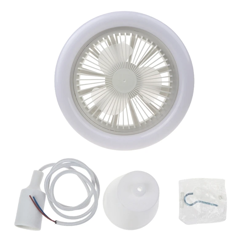 

2-in-1 Fan Lamp E27 LED Light 30W Ceiling Fan with 1m E27 Cable Cord AC 85V-265V for Nursery Home Office Bedroom Kitchen