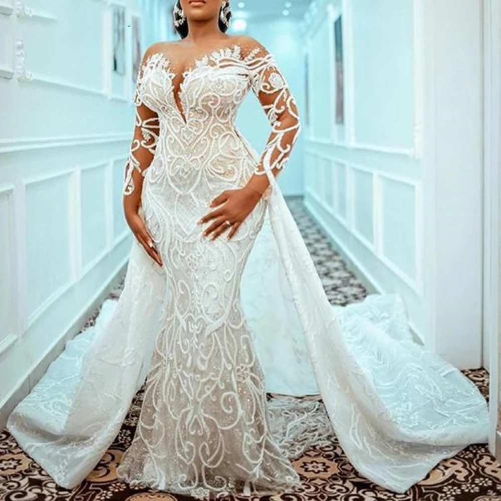 Блестящие Свадебные платья-русалки, скромное женское платье со съемным шлейфом, женское платье
Блестящие Свадебные платья-русалки, скромное женское платье со съемным шлейфом, женское платье