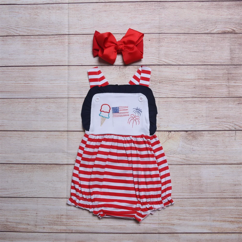 Mini One-Piece Cotton Clothes For Summer New Style Ice Cream American Flag Embroidery Rompers Pretty Red Jumpsuit For 0-3T Girl
Mini One-Piece Cotton Clothes For Summer New Style Ice Cream American Flag Embroidery Rompers Pretty Red Jumpsuit For 0-3T Girl