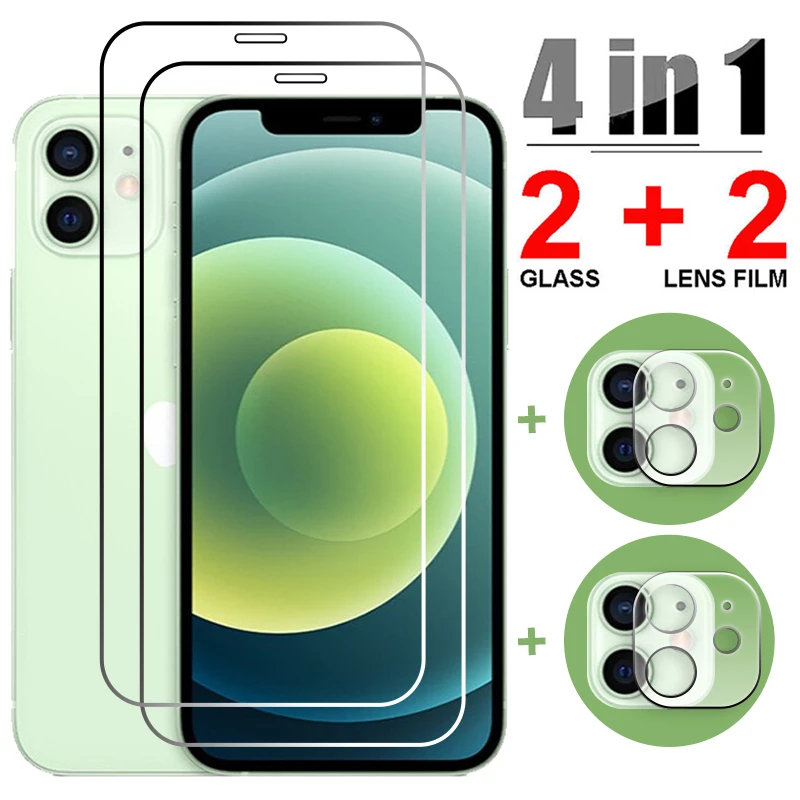 

Защитное стекло 4 в 1 для iPhone 12 Pro Max Mini, защита экрана, пленка для объектива камеры, стекло для iPhone 11, 12 Pro, XR, XS, X, стеклянная пленка для телефона