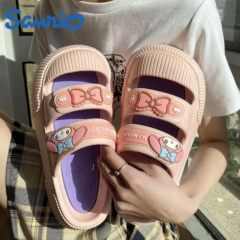 

Anime Sanrio Women'S Slippers Kuromi Mymelody Summer Four Seasons Indoor Home Sandals And Slippers Cute House Slippers
