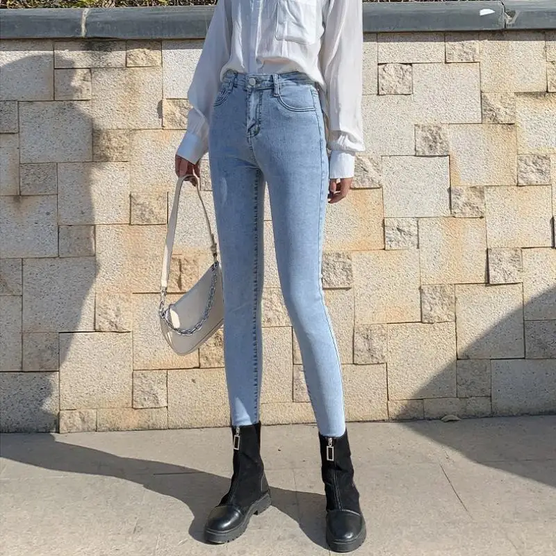 High Waist Skinny Stretch Jeans Women Light Blue Denim Pencil Pants Female Spring Ladies Plus Size Cropped Trousers
High Waist Skinny Stretch Jeans Women Light Blue Denim Pencil Pants Female Spring Ladies Plus Size Cropped Trousers