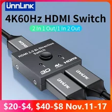 Unnlink 4K 60Hz HDMI Switch 2 Ports 2 In 1 Out Video Splitter for Laptop PC Xbox PS3/4/5 TV Box to Monitor TV Projector Adapter