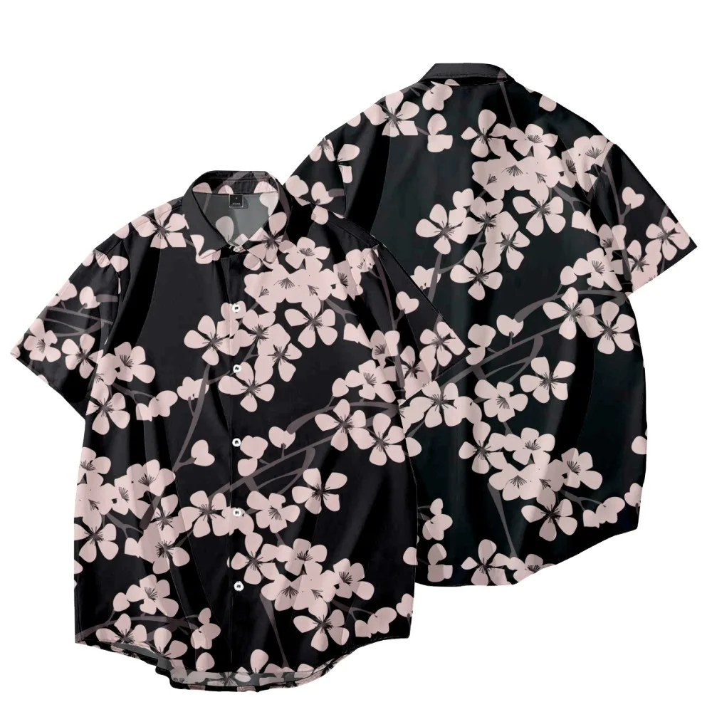 Новая стильная Милая Модная рубашка с коротким рукавом и цветком вишни, Повседневная кавайная одежда унисекс 
Новая стильная Милая Модная рубашка с коротким рукавом и цветком вишни, Повседневная кавайная одежда унисекс