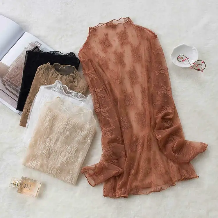 Women Lace Floral Embroidery Blouses Shirt Ladies Tops Sexy Mesh Transparent Elegant See-through T Shirt Lady Long Sleeve
Women Lace Floral Embroidery Blouses Shirt Ladies Tops Sexy Mesh Transparent Elegant See-through T Shirt Lady Long Sleeve
