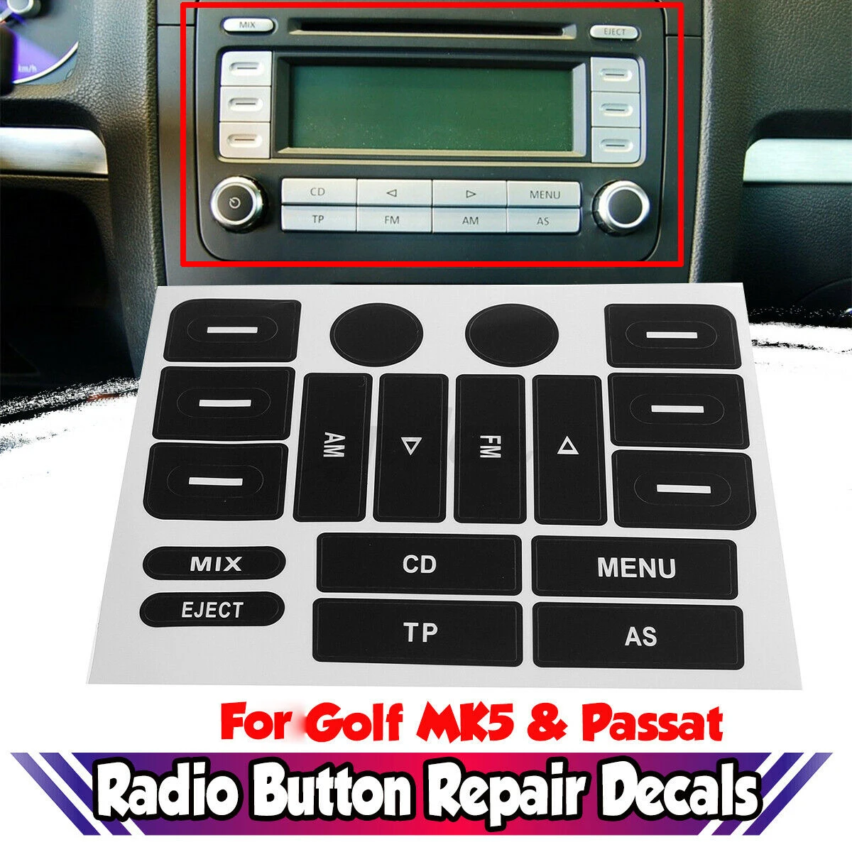 Auto Radio Button Repair Sticker Car Stying Decals Air Conditioning Panel Button Repair Sticker For Golf MK5 & For Passat
Auto Radio Button Repair Sticker Car Stying Decals Air Conditioning Panel Button Repair Sticker For Golf MK5 & For Passat