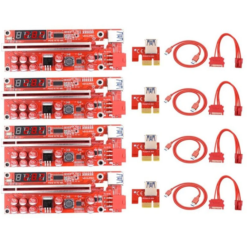 4 комплекта V013 Pro PCIE Riser 013 кабель Riser Card Express X1 X16 SATA на 6 контактов кабель питания USB 3,0 кабель для майнинга
4 комплекта V013 Pro PCIE Riser 013 кабель Riser Card Express X1 X16 SATA на 6 контактов кабель питания USB 3,0 кабель для майнинга