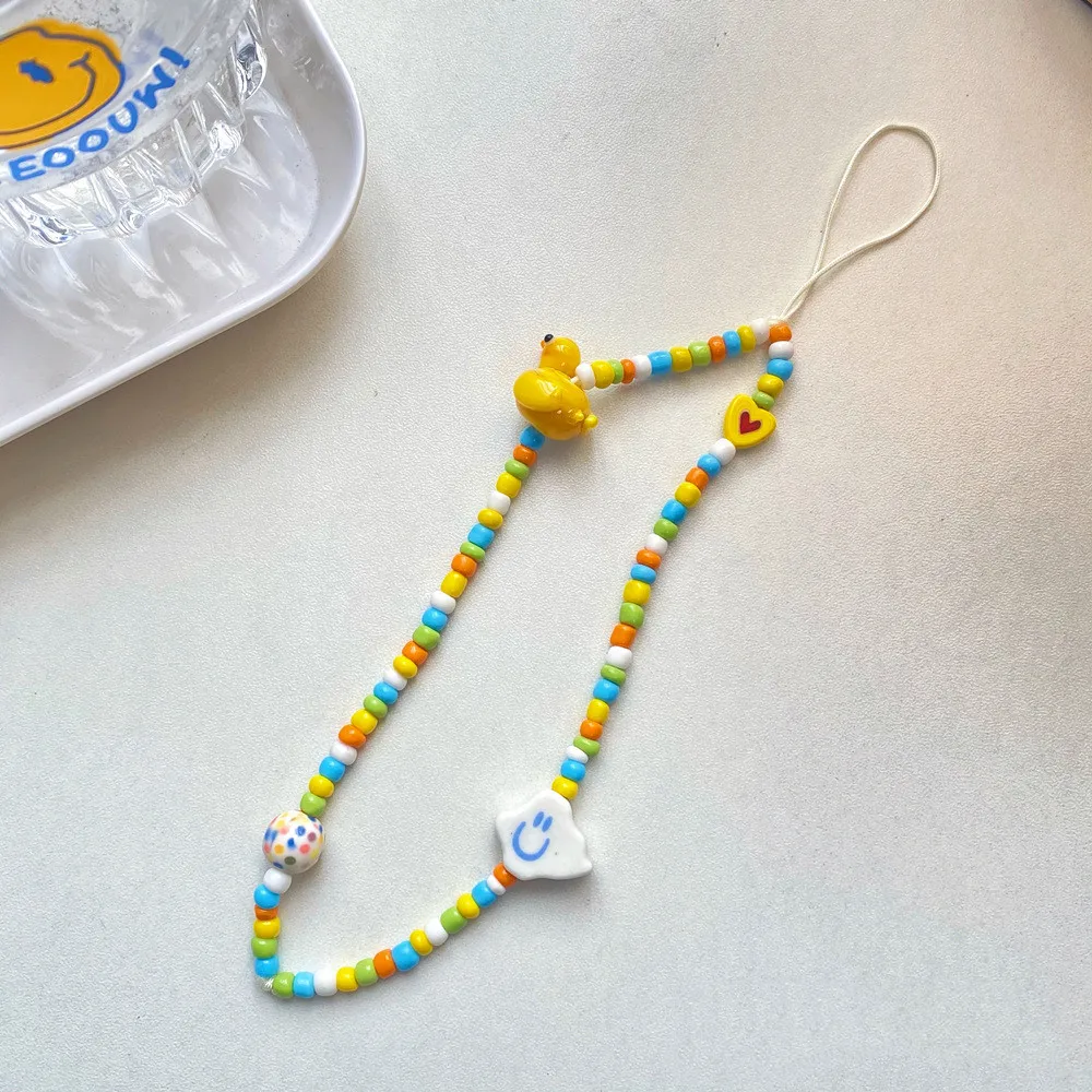 Irregular Creative Beaded Mobile Phone Chain Jewelry Geometric Acrylic Cartoon Little Yellow Duck Ornament Anti-lost Key Female
Irregular Creative Beaded Mobile Phone Chain Jewelry Geometric Acrylic Cartoon Little Yellow Duck Ornament Anti-lost Key Female