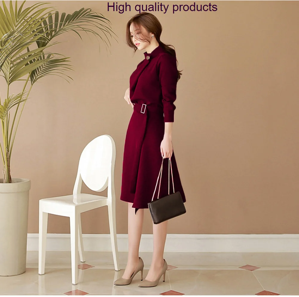 Женское офисное платье с круглым вырезом, облегающее платье средней длины со шнуровкой и поясом, весна 2023 
Женское офисное платье с круглым вырезом, облегающее платье средней длины со шнуровкой и поясом, весна 2023