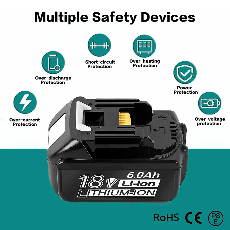 18V High Capacity Rechargeable Lithium-ion Cordless Power Tool Battery with LED, Suitable for Makita BL1860B BL1850 BL1830, Etc
18V High Capacity Rechargeable Lithium-ion Cordless Power Tool Battery with LED, Suitable for Makita BL1860B BL1850 BL1830, Etc