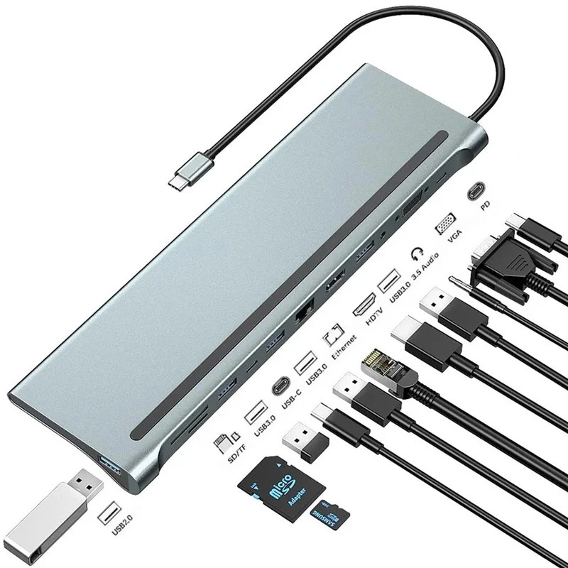 USB-концентратор 12 в 1, адаптер типа C, HDMI 4K, Rj45, VGA, аудио, SD, TF, PD для MacBook Pro
USB-концентратор 12 в 1, адаптер типа C, HDMI 4K, Rj45, VGA, аудио, SD, TF, PD для MacBook Pro