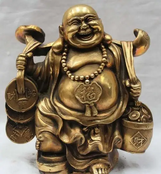 

Счастливая китайская латунная буддистская счастливая статуя Будды