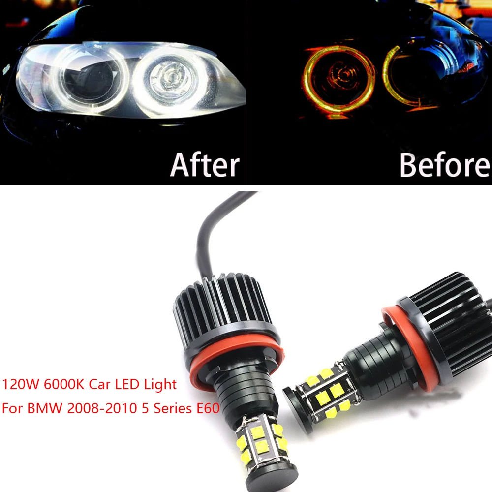 2Pcs Car LED Headlight Bulbs 120W 6000K White H8 Angel Eyes Marker Lights For BMW 2008-2010 5 Series E60 (LCI) Accessories
2Pcs Car LED Headlight Bulbs 120W 6000K White H8 Angel Eyes Marker Lights For BMW 2008-2010 5 Series E60 (LCI) Accessories