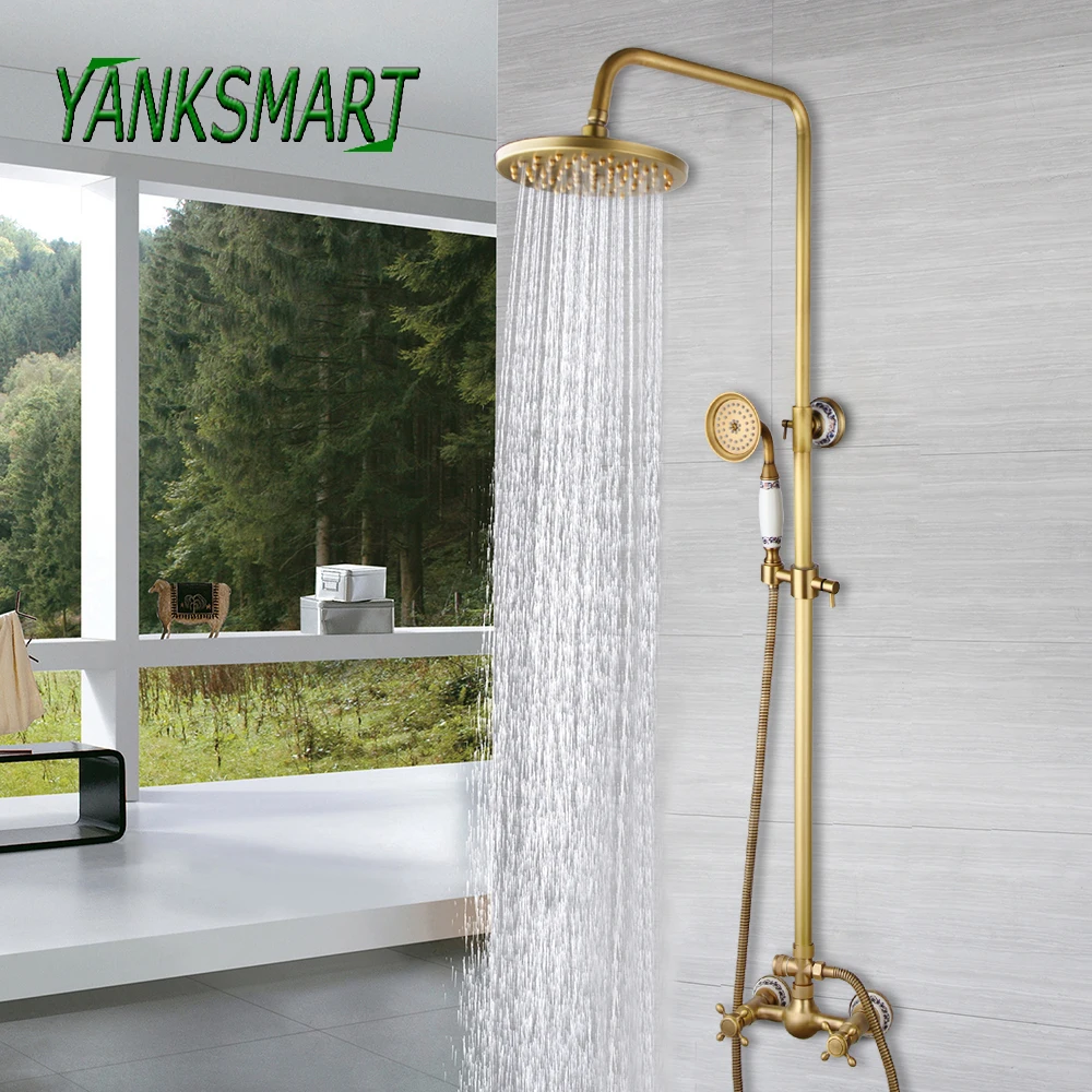 Набор смесителей для душа YANKSMART из античной латуни, дождевая насадка для душа 8 дюймов, Настенный комплект, кран для воды
Набор смесителей для душа YANKSMART из античной латуни, дождевая насадка для душа 8 дюймов, Настенный комплект, кран для воды