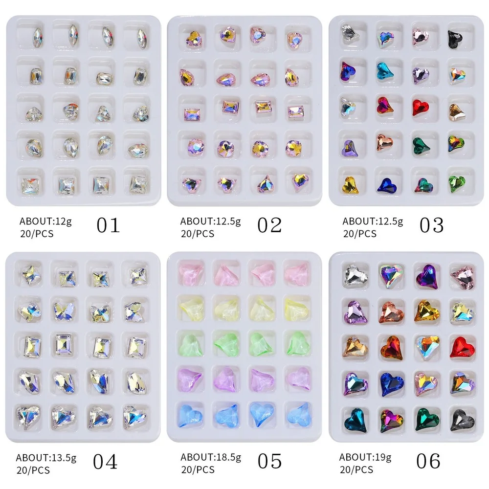 20 Pcs Special-shaped Diamond Big Crooked Heart Nail Art Rhinestone Pointed Bottom Crystal Stones for Nail Decoration
20 Pcs Special-shaped Diamond Big Crooked Heart Nail Art Rhinestone Pointed Bottom Crystal Stones for Nail Decoration