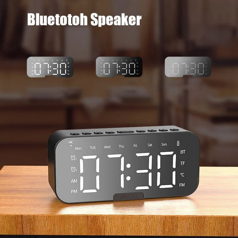 Wireless Bluetooth Speaker with Phone Holder Function Mirror LED Alarm Clock Wireless Bluetooth Speaker with FM for Bedroom
Wireless Bluetooth Speaker with Phone Holder Function Mirror LED Alarm Clock Wireless Bluetooth Speaker with FM for Bedroom