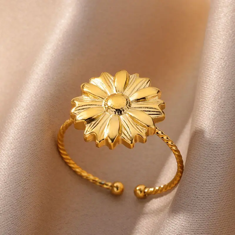 Daisy Rings for Women Stainless Steel Adjustable Gold Plated Ring 2023 Trending New in Design Couple Wedding Jewerly anillos
Daisy Rings for Women Stainless Steel Adjustable Gold Plated Ring 2023 Trending New in Design Couple Wedding Jewerly anillos