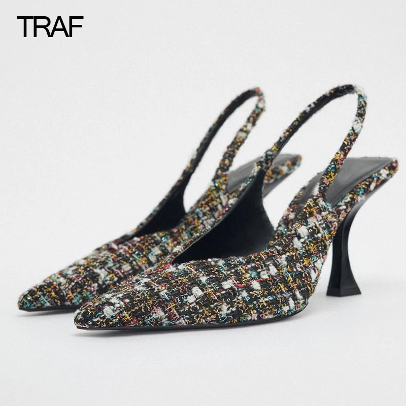 TRAF Women Pumps Pointed toe High heels Slingback heels Elegant Woman Heeled Shoes Fabric Fashion Wedding Bride Office shoes
TRAF Women Pumps Pointed toe High heels Slingback heels Elegant Woman Heeled Shoes Fabric Fashion Wedding Bride Office shoes