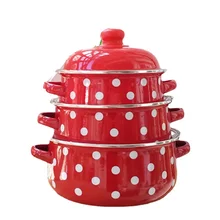 Thick Enamel Pot Set with Soup Pot and Milk Pot, Suitable for Baby Food Cooking on Gas Stove and Electric Stove