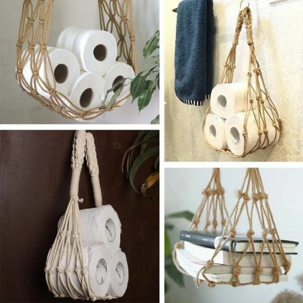 Nordic Hanging Cotton Rope Holder For Toilet Paper Magazine Books Holder Home Hotel Storage Hanging Pocket Rack Bathroom Decor 
Nordic Hanging Cotton Rope Holder For Toilet Paper Magazine Books Holder Home Hotel Storage Hanging Pocket Rack Bathroom Decor
