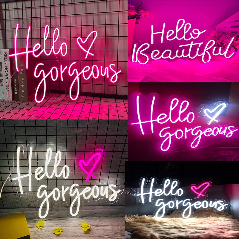Hello Gorgeous Neon Signs for Wall Decor, Pink LED Neon Sign Wedding for Bedroom, Birthday Party, Bar Club for Decor Art Gift
Hello Gorgeous Neon Signs for Wall Decor, Pink LED Neon Sign Wedding for Bedroom, Birthday Party, Bar Club for Decor Art Gift