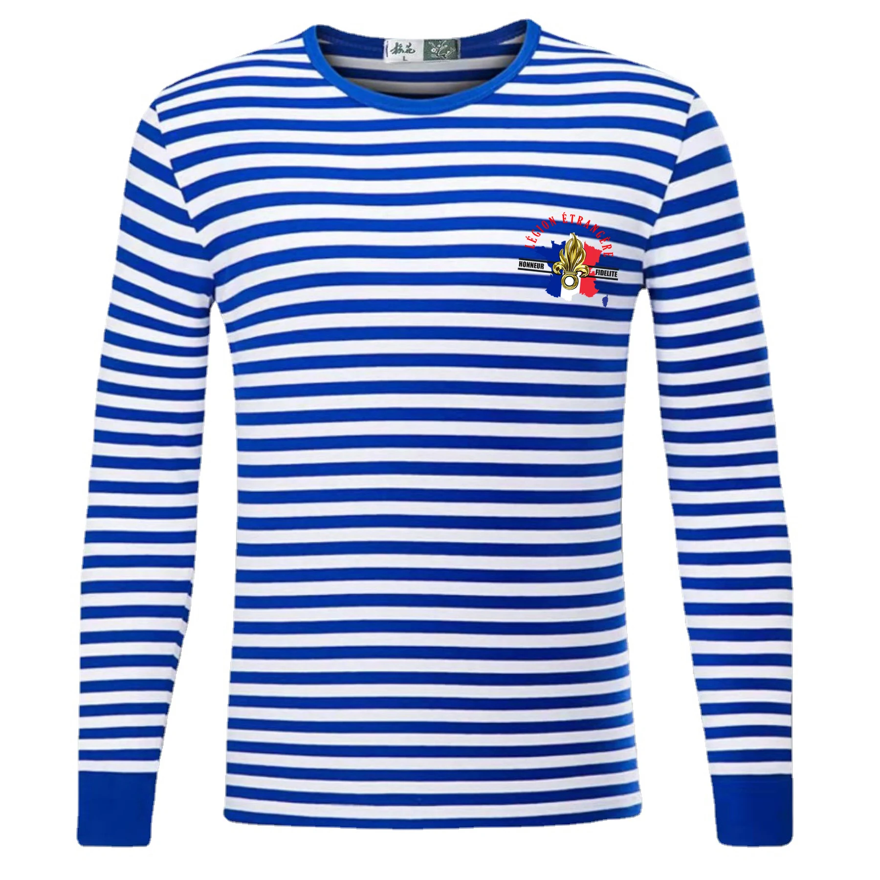 

Legion Etrangère. Honneur Fidelité. Frence Foreign Legion Sailor's Striped Shirt 100% Cotton Long Sleeve Mens T-Shirt Breton Top