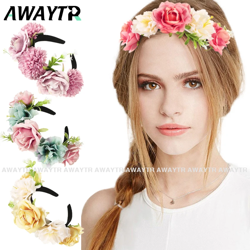 Женский обруч для волос AWAYTR, элегантный обруч для волос в стиле бохо, свадебный обруч с имитацией цветка розы, аксессуары для волос
Женский обруч для волос AWAYTR, элегантный обруч для волос в стиле бохо, свадебный обруч с имитацией цветка розы, аксессуары для волос