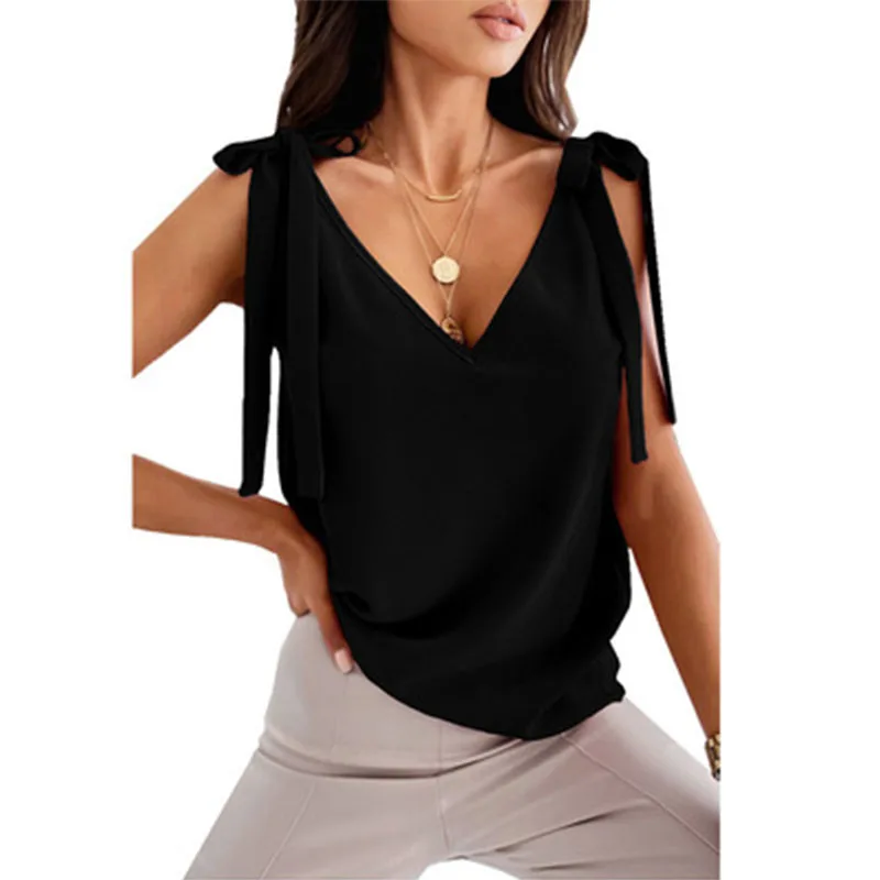Women's Summer Tank Top Vintage Sweet V-neck Shoulder Strap Bow Strap Small Tank Top
Women's Summer Tank Top Vintage Sweet V-neck Shoulder Strap Bow Strap Small Tank Top
