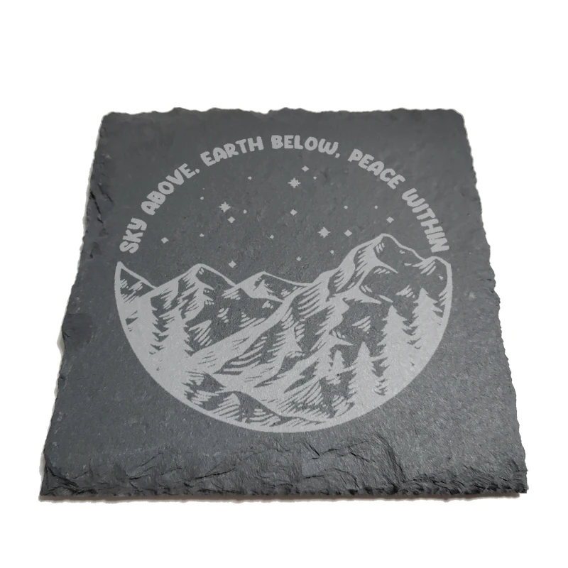 

Sky Above Earth Below Peace Within Natural Rock Coasters Black Slate for Mug Water Cup Beer Wine Goblet J132