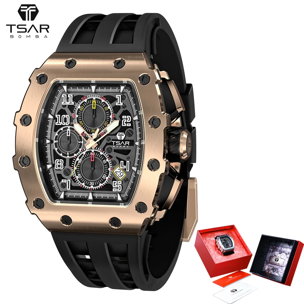 TSAR BOMBA Luxury Watch for Men Waterproof Original Square Design Clock Sport Dial Chronograph Mens Wristwatch Relogio Masculino
TSAR BOMBA Luxury Watch for Men Waterproof Original Square Design Clock Sport Dial Chronograph Mens Wristwatch Relogio Masculino
