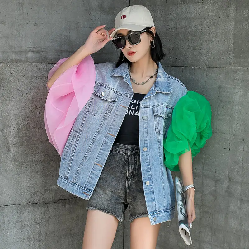 Женская джинсовая куртка Thendy, повседневная универсальная Свободная куртка с сетчатым рукавом, лето 2022
Женская джинсовая куртка Thendy, повседневная универсальная Свободная куртка с сетчатым рукавом, лето 2022